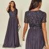 www.presleyblue.ie Bridesmaid Maxi dress Gun Metal Grey charcoal embellished maxi