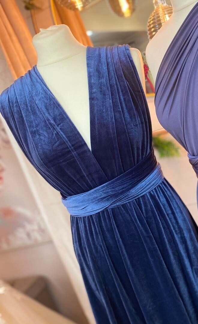 Steele Blue Velvet Multiway Dress
