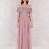 Maya Frosted Pink Bardot Embellished Maxi Dress