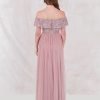 Maya Frosted Pink Bardot Embellished Maxi Dress