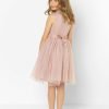 Frosted Pink Maya Mini Maids embellished bodice soft tulle midi skirt