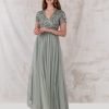 Maya Green Lily V Neckline Embellished Maxi Dress 4