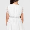 Mini Maya Ivory Midi Dress with Frill Sleeves and Embellished Waist