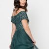 Maya Emerald Green Bardot Embellished Maxi Dress