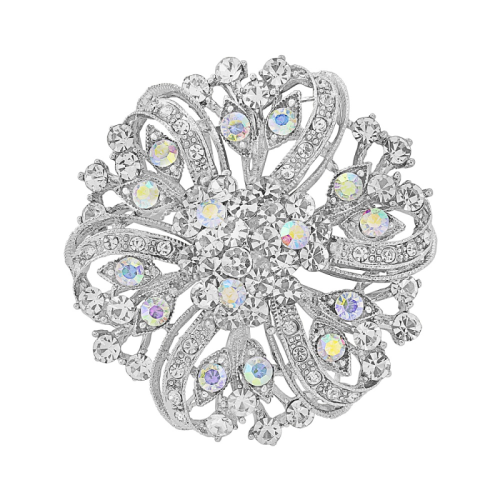 Glitzy glam bridal brooch oozing sheer glamour - centred with a cluster of clear and ab crystals entwined in a beautiful vintage inspired design. Size is 5cm x 5cm -