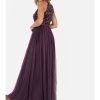 Maya Berry Embellished Halter Neck Maxi Dress