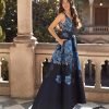 Rosa Clara Navy Brocade High Low Dress -7J2A9