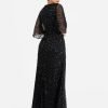 MAYA BLACK FULLY EMBELLISHED FAUX WRAP MAXI DRESS