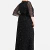 MAYA BLACK FULLY EMBELLISHED FAUX WRAP MAXI DRESS