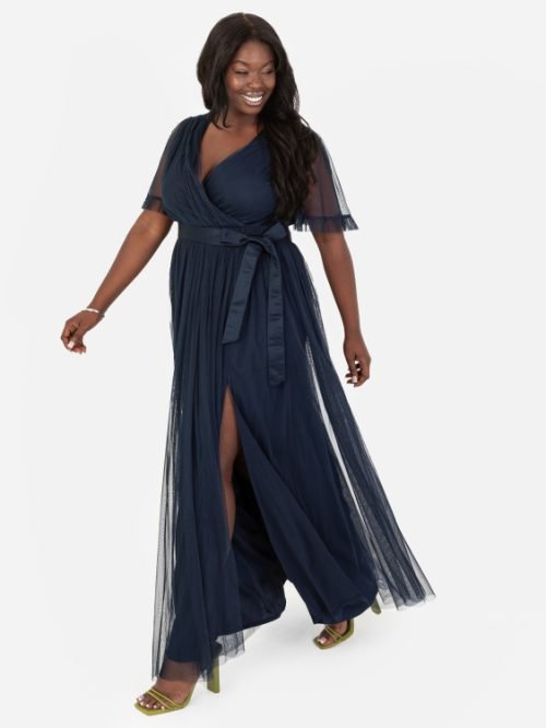 Navy Faux Wrap Anaya with Love maxi dress