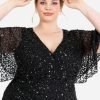 Maya Black Fully Embellished Faux Wrap Maxi Dress