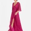 Maya Fuchsia Fully Embellished Faux Wrap Maxi Dress