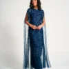 Paulina Deep Teal Sequin Cape Sleeve Maxi Dress