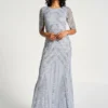 Cloud Blue Titania floor skimming gown at www.presleyblue.ie