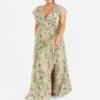 Anaya With Love Recycled Green Floral Print Cape Sleeve Maxi Dress at www.presleyblue.ie