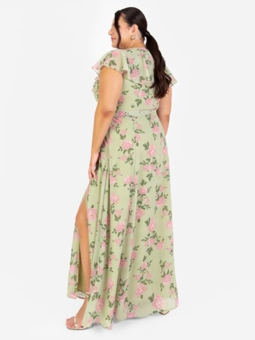 Anaya With Love Recycled Green Floral Print Cape Sleeve Maxi Dress at www.presleyblue.ie