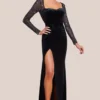 diamante-sleeve-front-split-velvet-maxi-dress-black-uk18 at www.presleyblue.ie