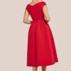 Goddiva Corset Fit & Flare Midi Dress - Red at www.presleyblue.ie