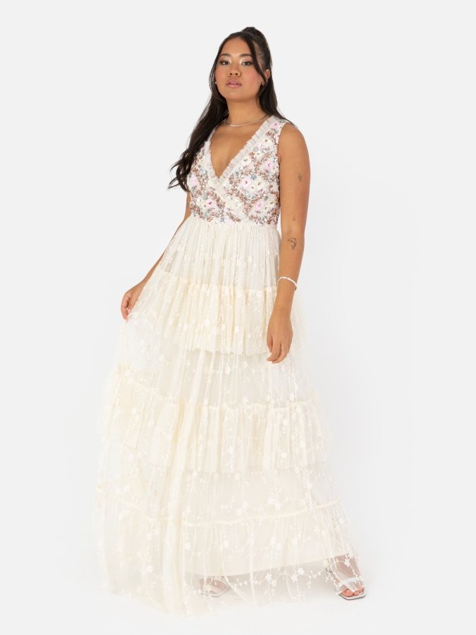 Maya Floral Embellished Tiered Maxi Dress with Embroidered Tulle Detail at www.presleyblue.ie Maya Floral Embellished Tiered Maxi Dress with Embroidered Tulle Detail at www.presleyblue.ie