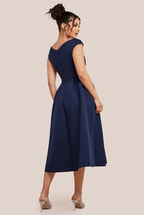 Fit & Flare Midi Dress in Navy at www.presleyblue.ie