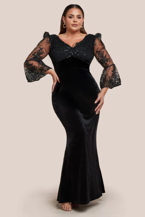 Black Velvet Maxi Dress perfect for any event