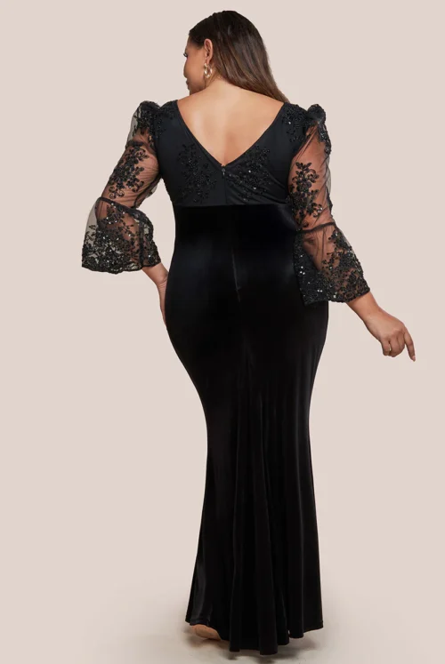 Black Velvet Maxi Dress perfect for any event at www.presleyblue.ie