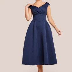 Fit & Flare Midi Dress in Navy at www.presleyblue.ie