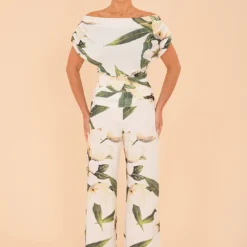 ATOM LABEL carbon jumpsuit in the ivory floral print at www.presleyblue.ie