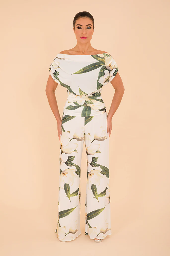 ATOM LABEL carbon jumpsuit in the ivory floral print at www.presleyblue.ie