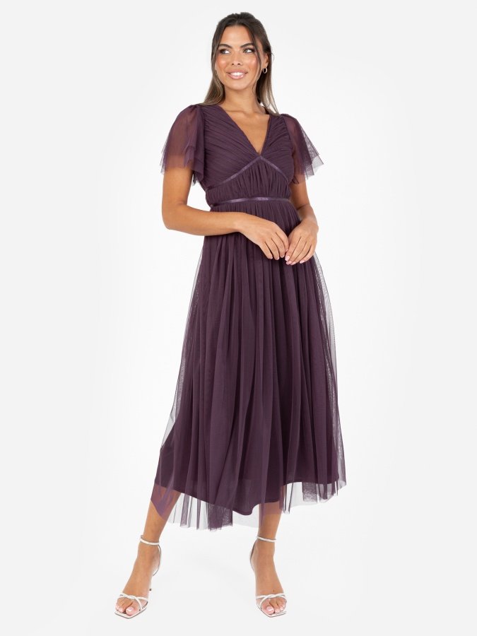 Anaya With Love Recycled Fig Ribbon Detail Midi Dress