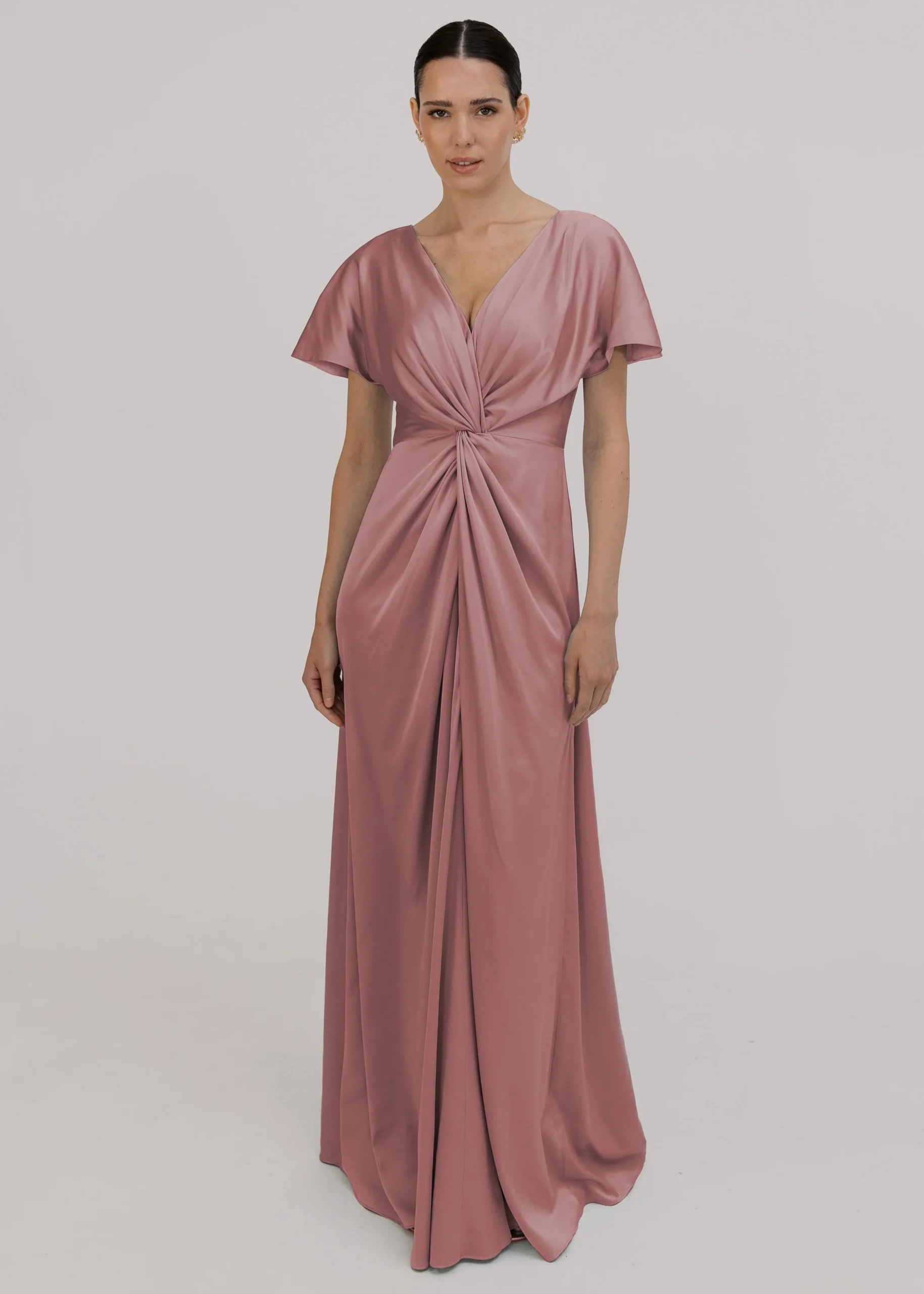 Camilla Bridesmaid Dress in Rose Pink Satin at www.presleyblue.ie