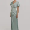 Camilla Bridesmaid Dress in Dusty Eucalyptus Satin at www.presleyblue.ie