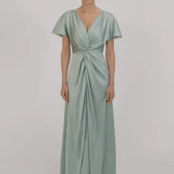 Camilla Bridesmaid Dress in Dusty Eucalyptus Satin at www.presleyblue.ie