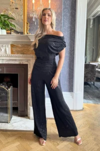 Carbon Jumpsuit all over Black Sequin Sparkle jumpsuit