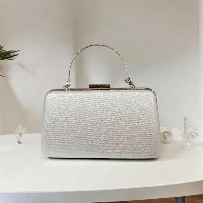 Silver handbag - solid case and handle