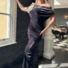 PLATINUM Black Sparkle Velvet Jersey Gown – Evening Dress PLATINUM Black Sparkle Velvet Jersey Gown – Evening Dress
