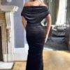 PLATINUM Black Sparkle Velvet Jersey Gown – Evening Dress PLATINUM Black Sparkle Velvet Jersey Gown – Evening Dress
