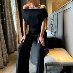 Carbon jumpsuit in black T1