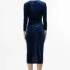 Shimmer Velvet Wrap Midi Dress in Navy Shimmer Velvet Wrap Midi Dress in Navy