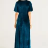 Velvet Flutter Sleeve Wrap Dress in Teal Velvet Flutter Sleeve Wrap Dress in Teal