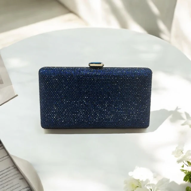 Navy Sparkle Clutch Bag