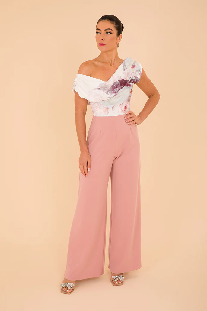 jumpsuit in blush & blush floral