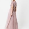 Blush pink sequin maxi bridesmaid dress maya deluxe