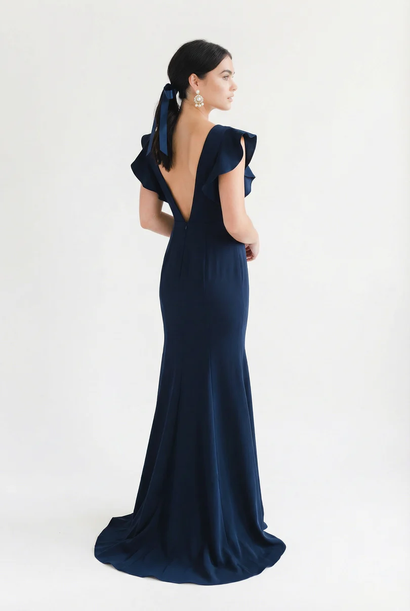 Navy navy crepe bridesmaid dress from th and th at www.presleyblue.ie