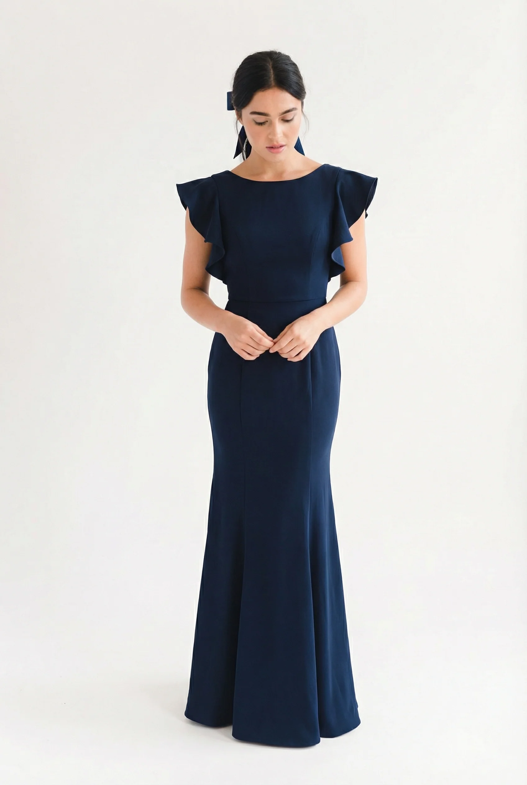 TH_THCeceliaBridesmaidDressinnavy Cecelia moss crepe bridesmaid dress at www.presleyblue.ie