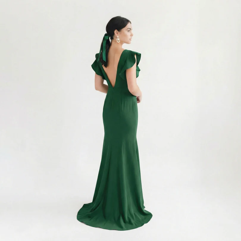 TH_THCeceliaMossCrepeBridesmaidDressinForestGreen navy crepe bridesmaid dress from th and th at www.presleyblue.ie