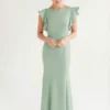 sage green sage green crepe th and th bridesmaid dress