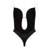 black deep plunge backless bodysuit with underwire support