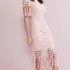 sammi pale pink fringe.www.presleyblue.ie Pale Pink Mother of the Bride Dress SAMMI embroidered fringe dress