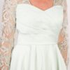Pleated sweetheart bodice and lace neckline, close up